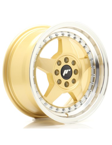 JR Wheels JR6 15x7 ET25 4x100/108 Gold w/ Machined Lip