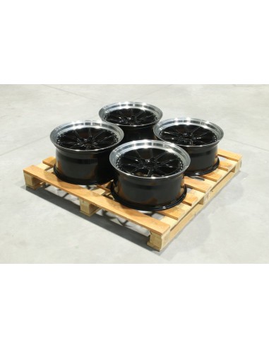 Set of JR39 19x8,5 + 19x9,5 ET15-35 BLANK Gloss Black w/Machined Lip
