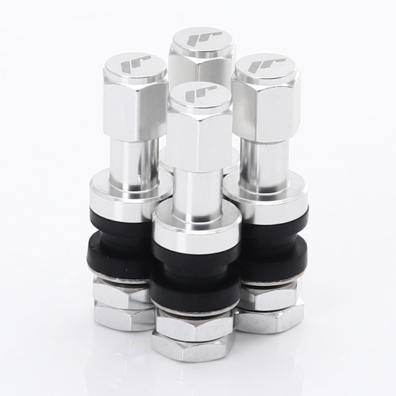 Set of Aluminum air valves JR v2 - SILVER + logo